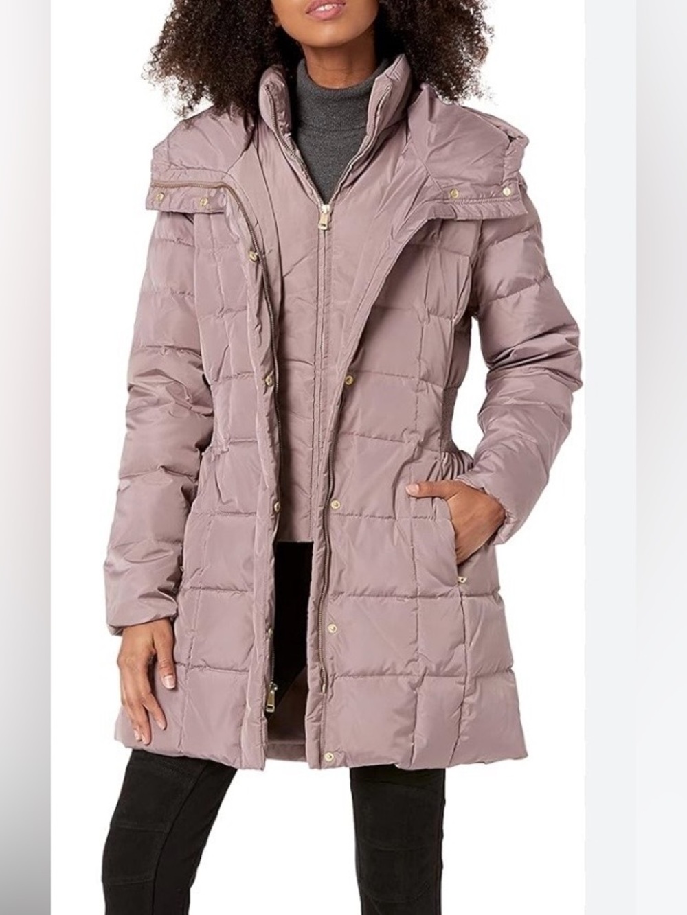 Cole Haan Down Feather Hooded Puffer Coat Sz XL